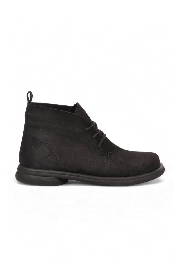 Women's Black Suede Lace-Up Stylish Comfortable Daily Classic Boots 552261