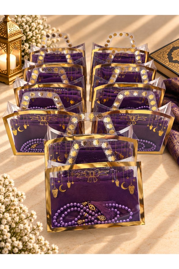10 Pieces of Mor Gilded Flared Cover and Prayer Beads Set in a Bag