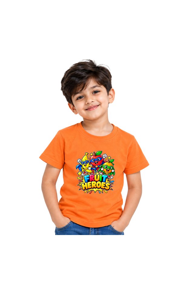 Boys Fruit Print T-Shirt | Cotton Tee | Round Neck Short Sleeve Casual Wear