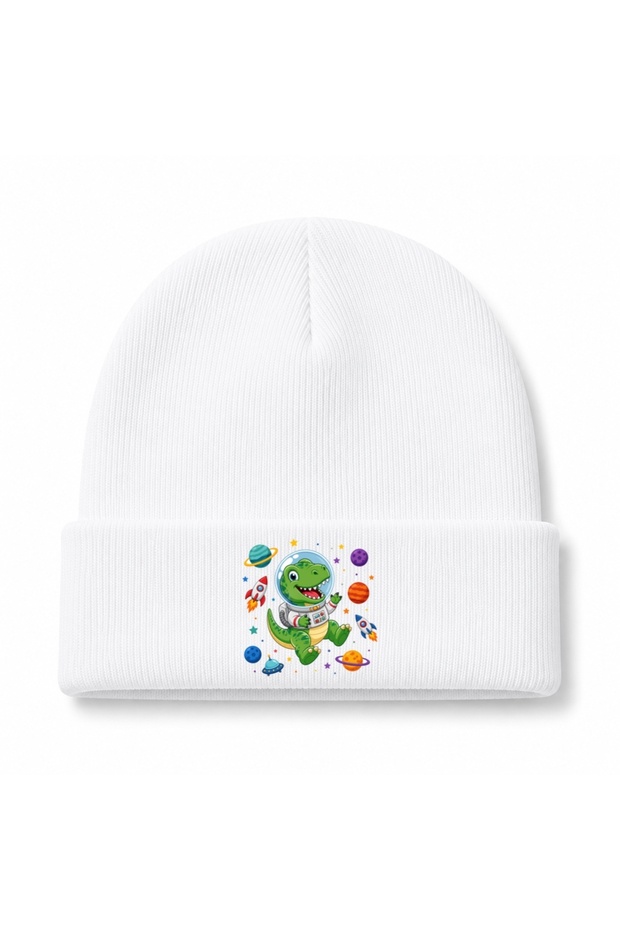 Space Explorer Dino – Cute Astronaut Dinosaur Galaxy Graphic Beanie