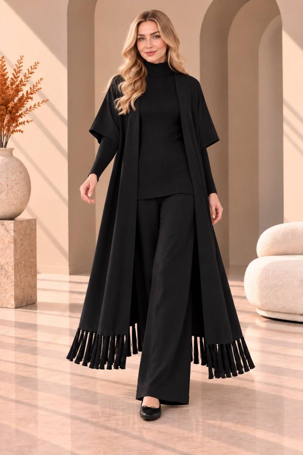 Women's 3-Piece Knitwear Set with Vest, Blouse and Pants