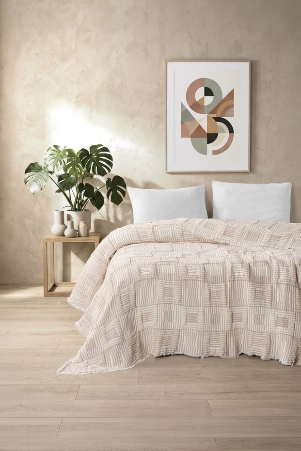 Lunera Double 100% Cotton Jacquard Pique Bedspread