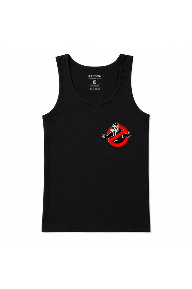 No Ghosts Allowed - Funny Horror Ghost Retro Logo Minimal Chest Print Tank Top
