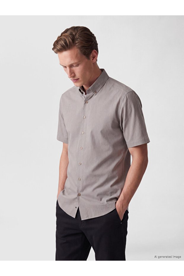 Rmz Gi̇yi̇m Farkiyla Standard Fit Gabardine Men's Shirt