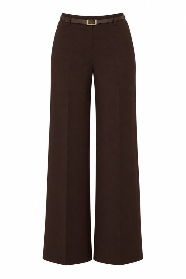 Belted Crepe Palazzo Pants