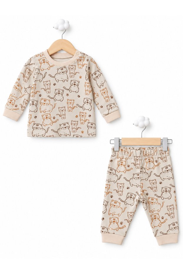 100% Cotton Long Sleeve Patterned 2-Piece Baby Set