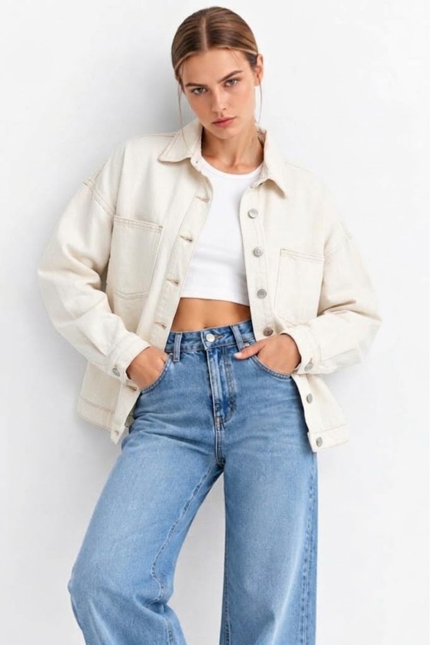 Women's Seasonal Comfortable Basic White Denim Jacket