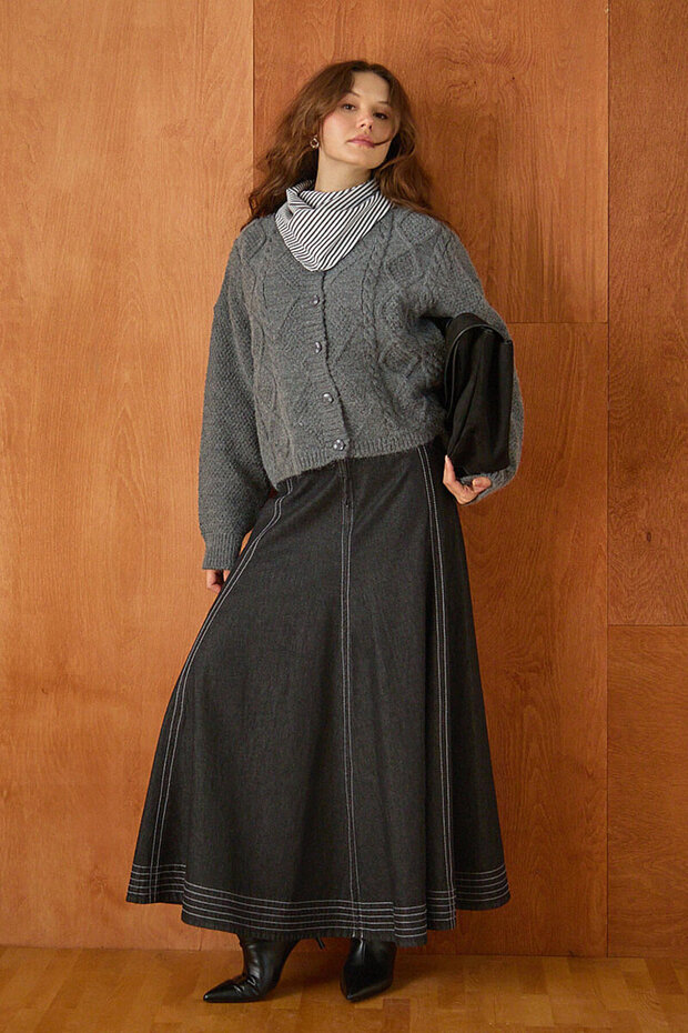 Braided Knitwear Cardigan Smoked