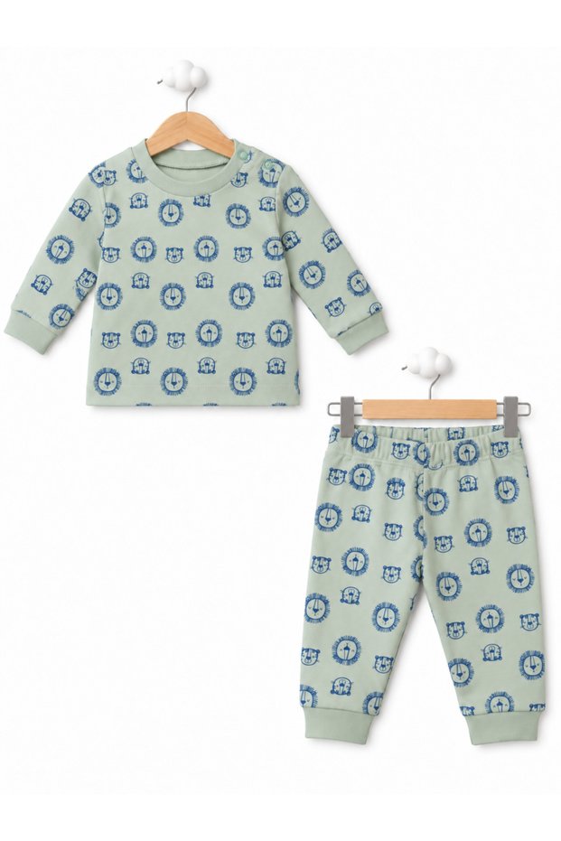 100% Cotton Long Sleeve Patterned 2-Piece Baby Boy Set