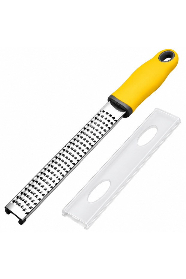 Thick Zester Grater – Yellow Handle, Protective Cover, Grater for Lemon, Orange, Parmesan, Cheese, and Chocolate