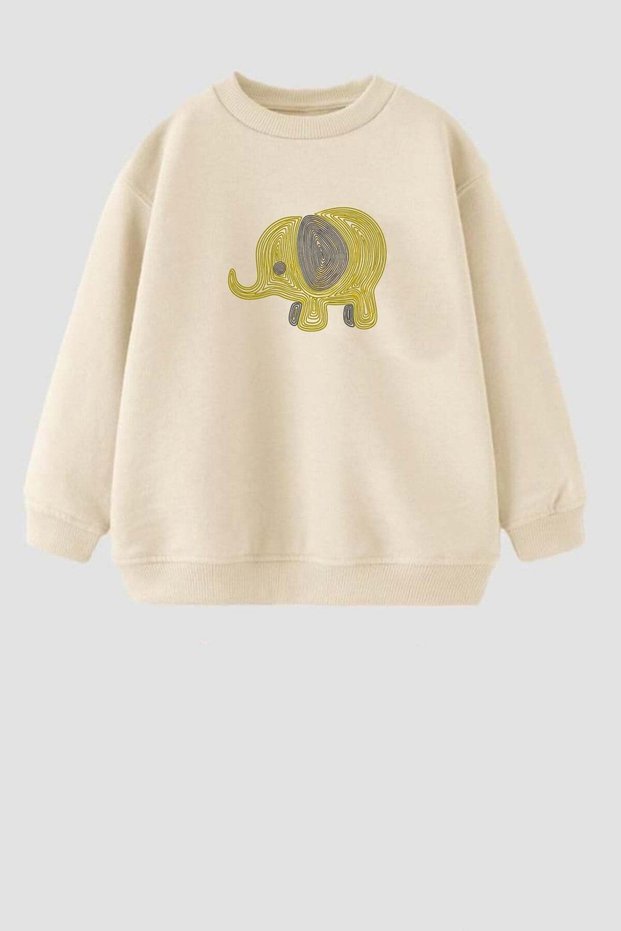 Unisex Kids 3 Thread Fabric Cotton Elephant Printed Sweatshirt