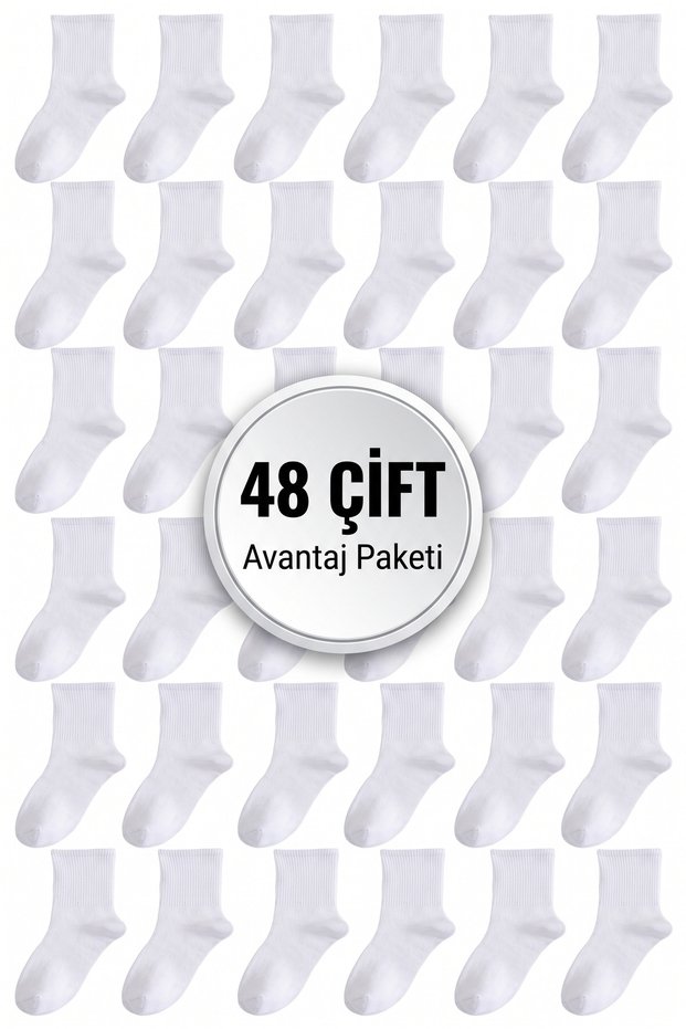 48 Pairs of Flat Ribbed Tennis Socks - Unisex