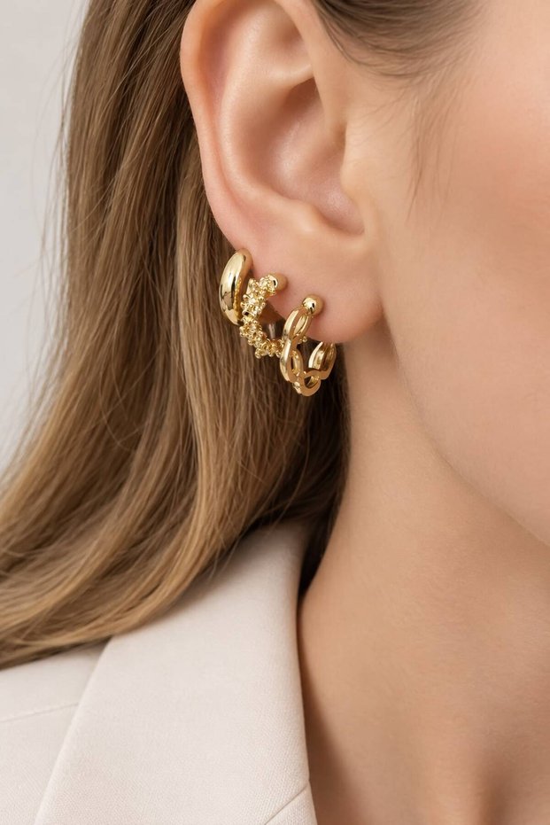 Gold Color 6-Piece Mini Hoop Earring Set