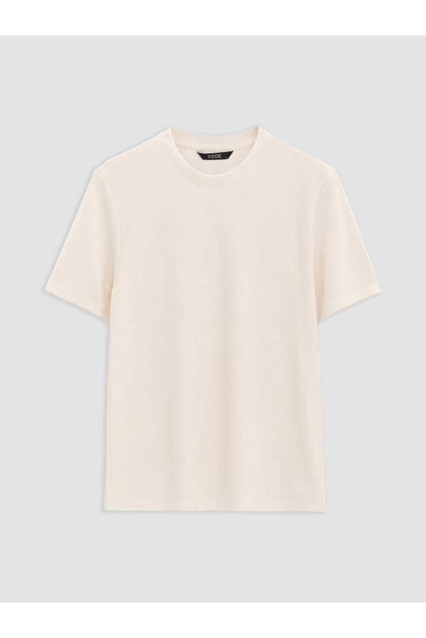 Peak New Season Ecru Crew Neck Men's T-Shirt
