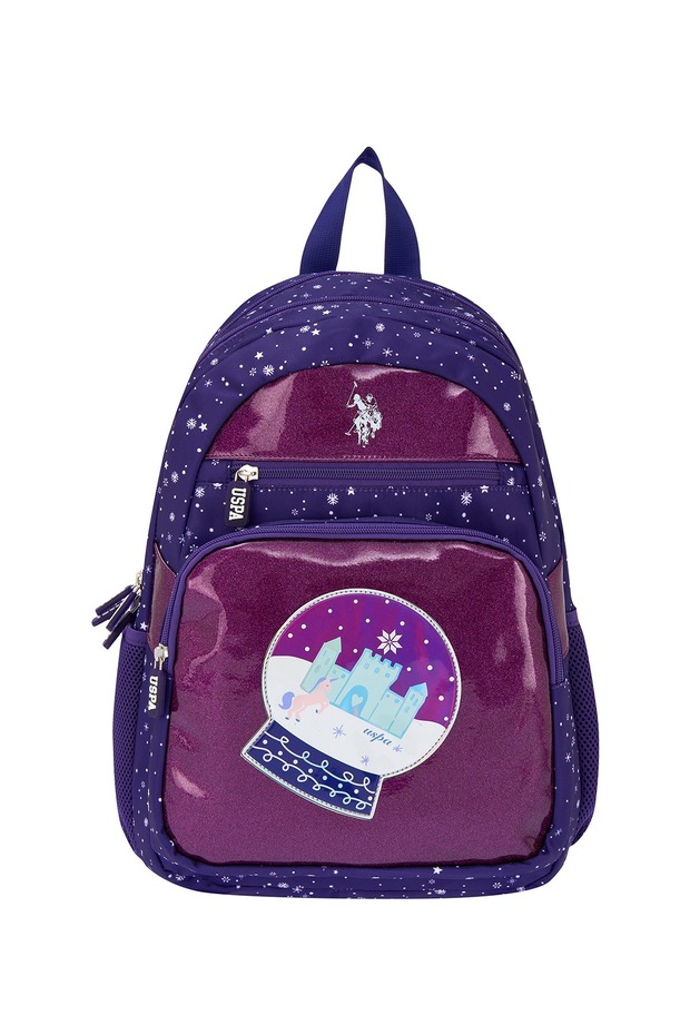 Girl's Backpack Purple Snow Globe Patterned Plçan25023