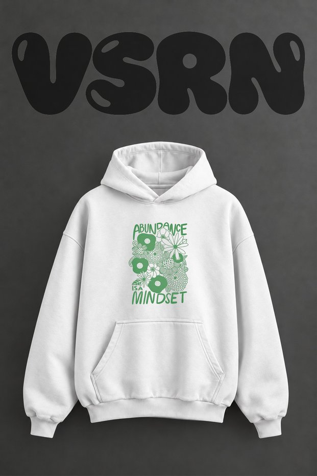 Floral Abundance Design Pre-Printed Oversize White Hooded Sweatshirt