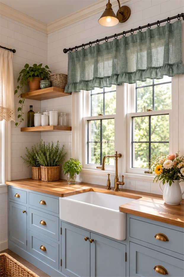 Naturel Country Farbela Valans Curtain – Gathered Country Curtain