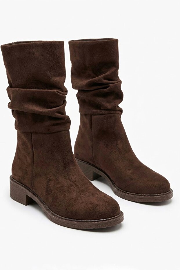 Women's Brown Suede Drawstring Short Boots - Bellows Short Boots