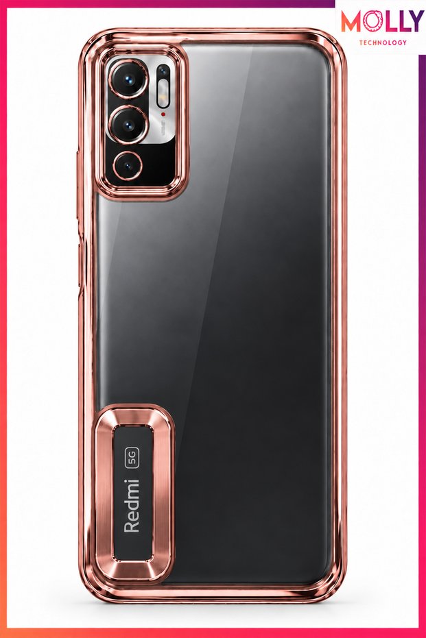 Lou Laser Transparent Silicone Case with Metallic Rose Lens Protector for Redmi Note 10 5g