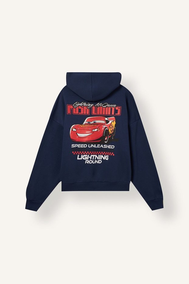 Cars Back Printed Oversize Hooded Sweatshirt I9279Ax26Wn
