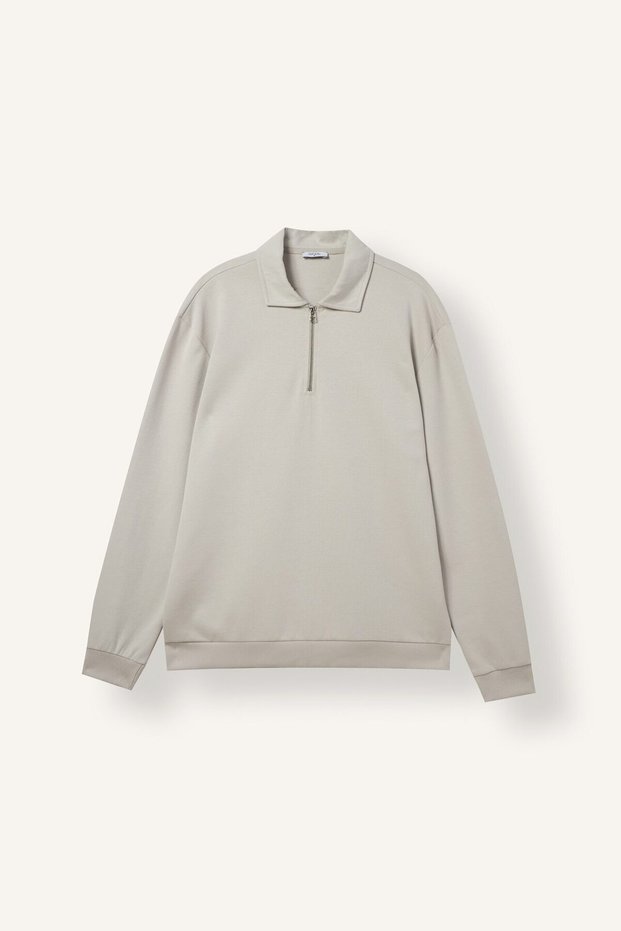 Regular Fit Zippered Polo Collar Basic Sweatshirt I2041Ax26Wn