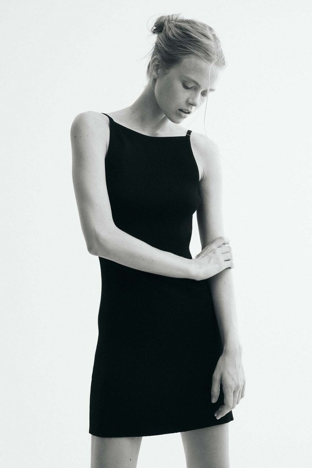 Rib-knit strappy dress