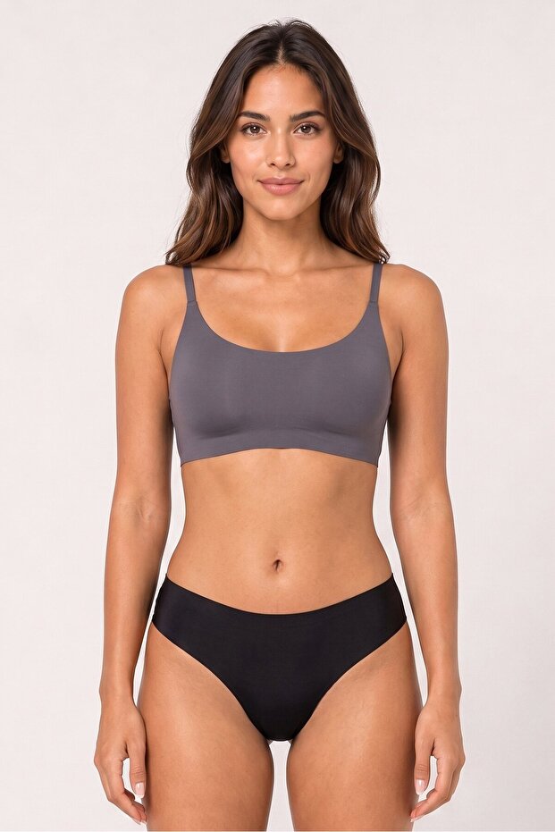 Women 3 Pcs Plain Panties, Black