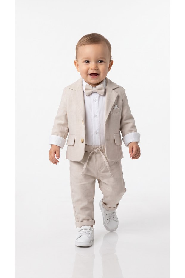 Baby Boy Top and Bottom Set with Bow Tie and Jacket