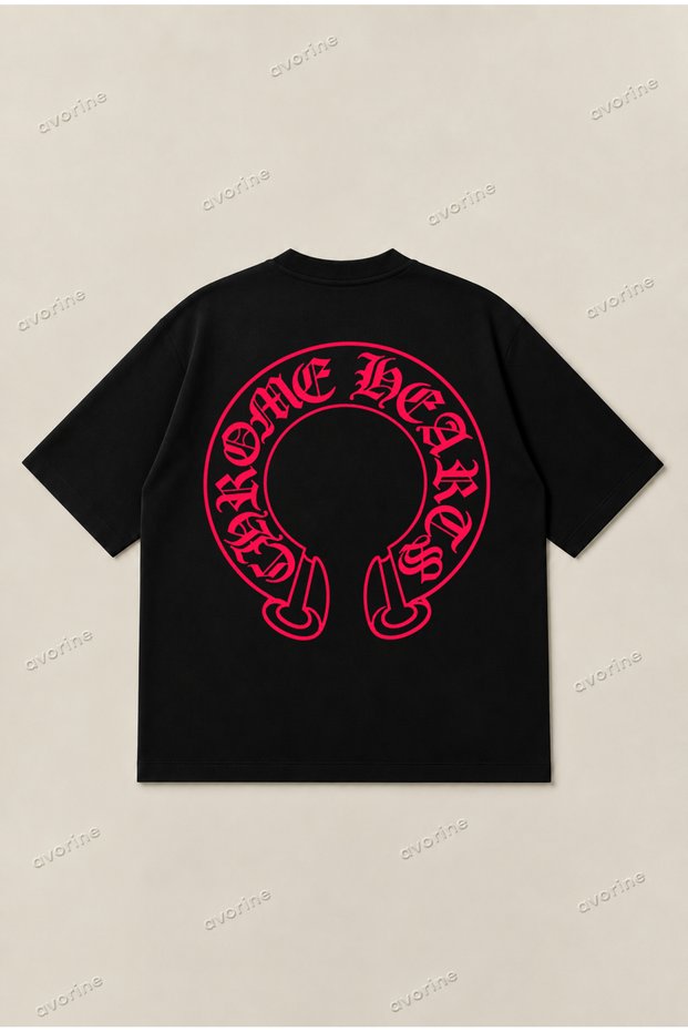 Chrome Hearts Red Oversize Unisex Boxy Fit 100% Cotton Breathable T-Shirt | Streetwear
