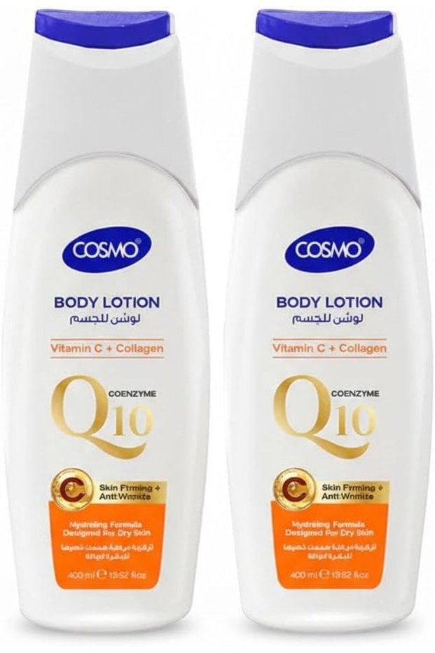 Cosmo Skin Care Coenzyme Q10 Vitamin C + Collagen Body Lotion 400ml Pack Of 2 | Body Moisturizer | Skin Firming & Anti Wrinkle Body Milk | Non Greasy | Fast Absorbing | For All Skin Types