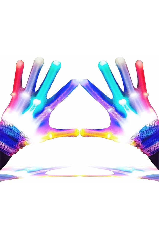 LED Glowing Gloves,5 Colors and 6 Patterns,One Size Fits Most,Light Up Party Accessory