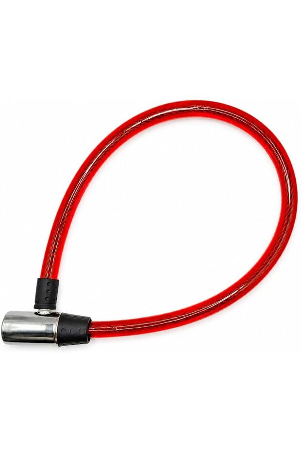 Heavy Duty Bicycle Cable Lock with Key, Anti-Theft Steel Wire Security Lock, PVC Coated Cable for Bicycle, E-Bike, Electric Scooter, Motorcycle & Outdoor Equipment, Red