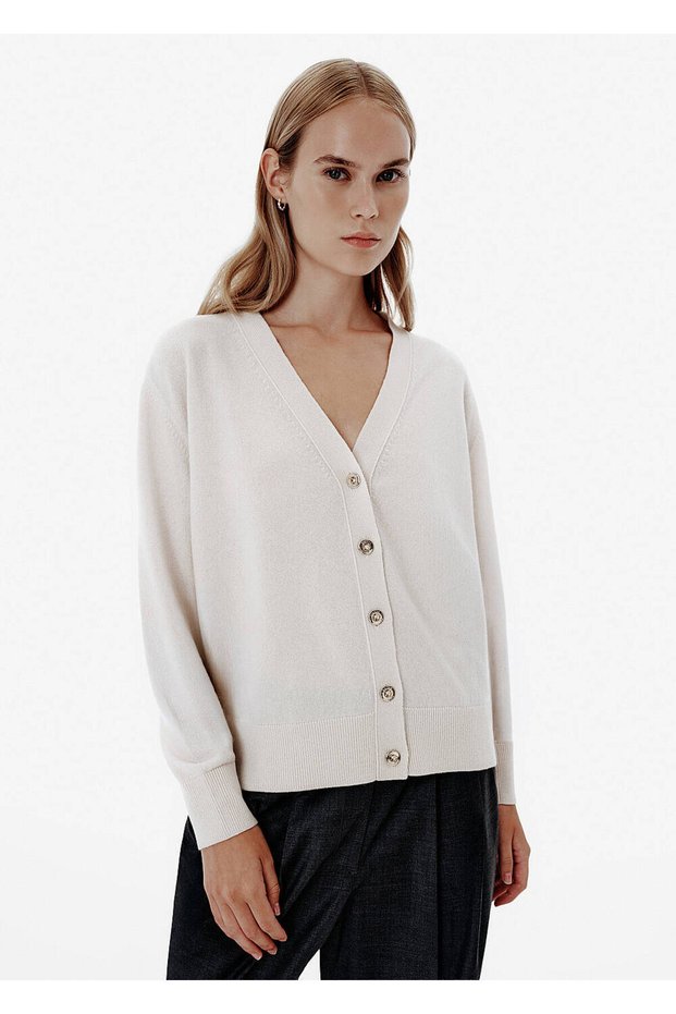 Relax Fit Ecru Knitwear Cardigan