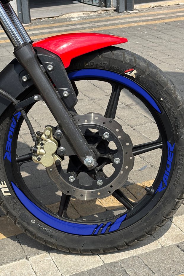 Thick-Cut Wheel Rim Strip with Raider Writing for Tvs Raider 125 (Front-Rear-Right-Left)