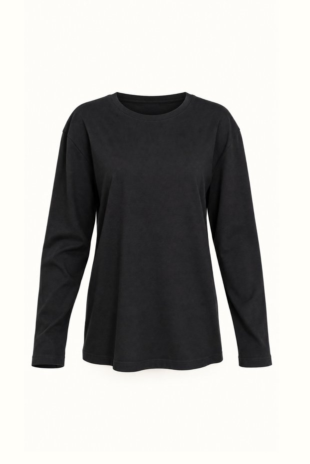 Crew Neck Black Relax Basic Tshirt