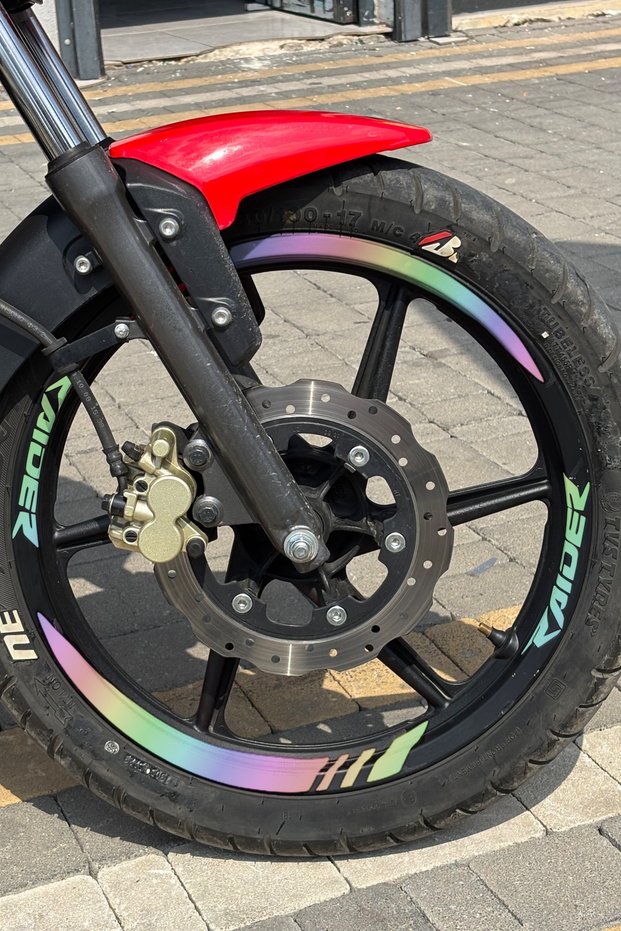 Thick-Cut Wheel Rim Strip with Raider Writing for Tvs Raider 125 (Front-Rear-Right-Left)