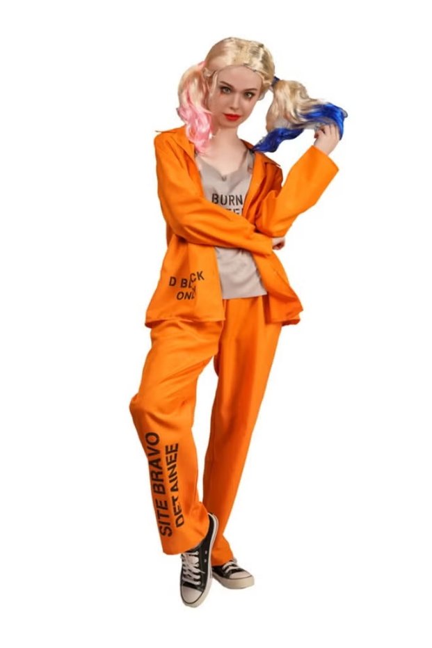 Prisoner Women Jumpsuit Adult Costume Cool Prisoner Uniform Costume,Penitentiary Cosplay Costumes