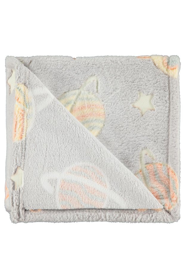 Space Printed 90X110 cm Blanket - Gray