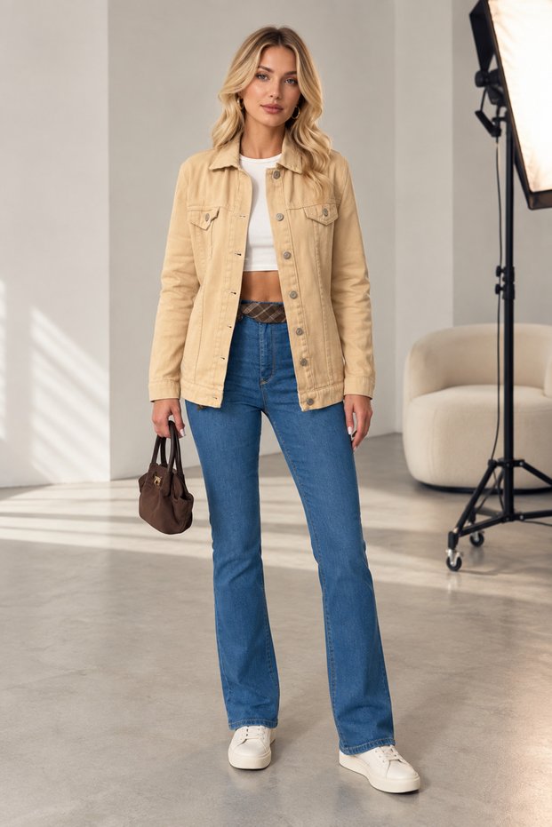 Women's Linen Boyfriend Cut Full-Fit Buttoned Jacket