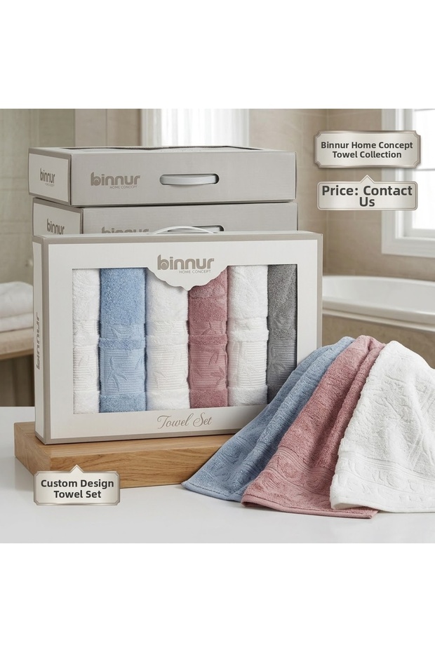 Binnur Home Concept - Box of 6 Hand and Face Towels