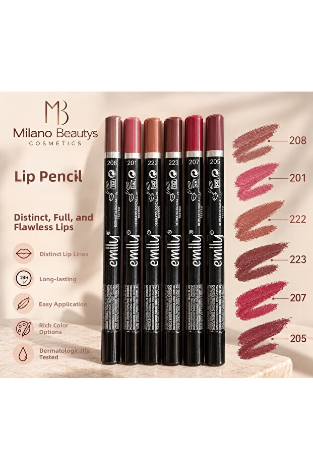 Emilly Lip Liner – 6 Different Color Options, Lip Contouring and Shaping Pencil