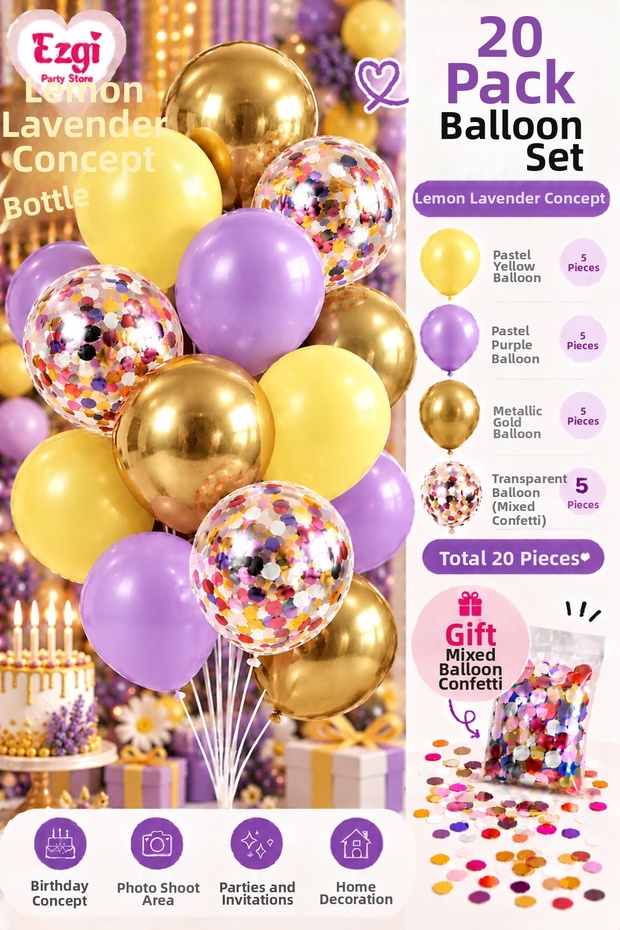 20-Piece Balloon Bundle Birthday Celebration Set Colorful Party Balloons and Decorations Balloon Set