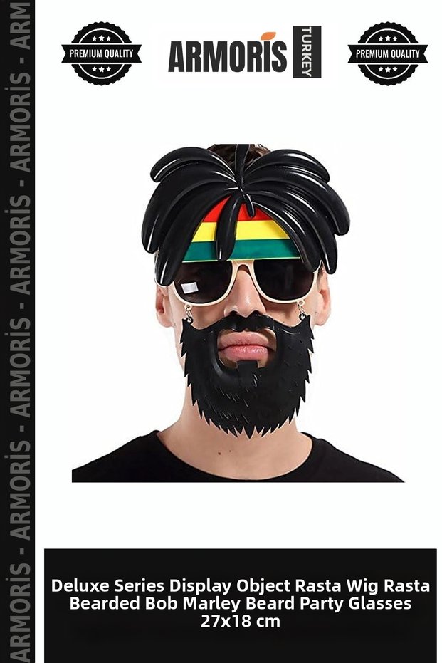 Delux Series Show Prop Rasta Wig Rasta Beard Bob Marley Mustache Party Glasses 27X18 cm