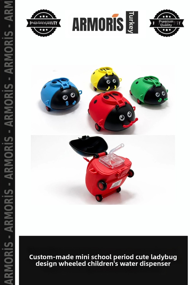 Special Edition Mini Water Bottle for School, Cute Water Bottle with Ladybug Design, Children's Water Bottle with Wheels