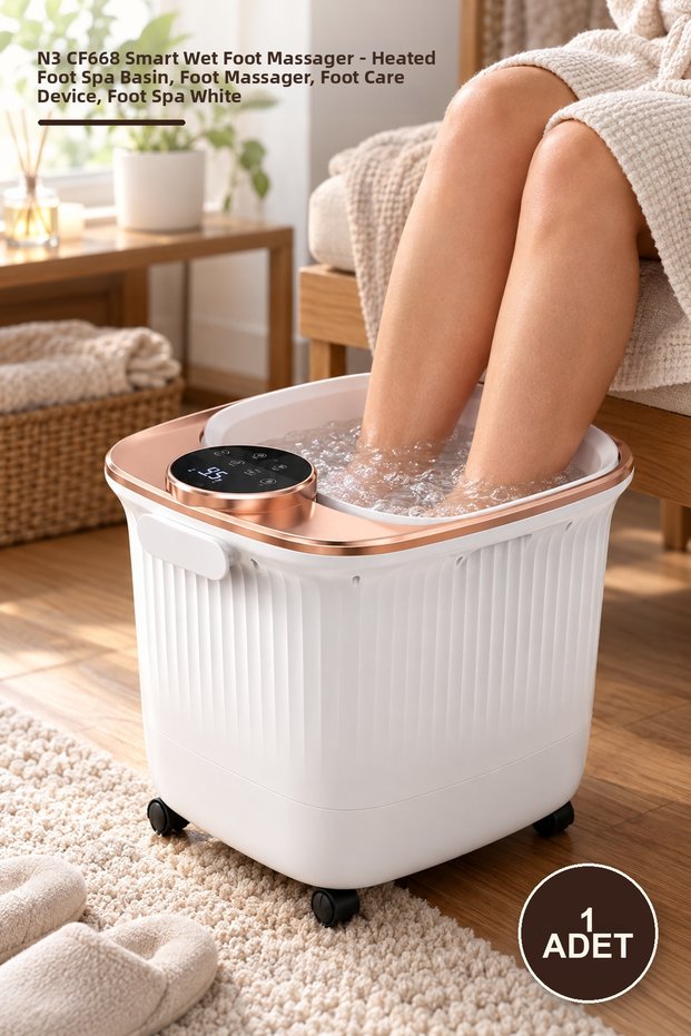 1 Piece N3 Cf668 Smart Water Foot Massager – Heated Foot Bath Bucket, Foot Massager, Foot Care Device, Foot Spa White
