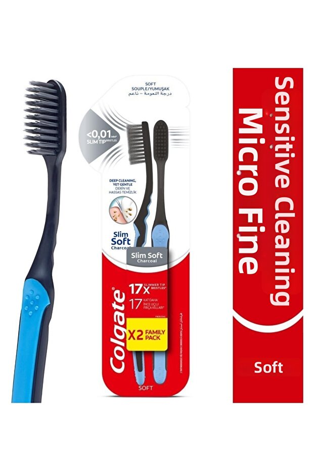 Micro Fine Black Soft Toothbrush 1+1 Deep Cleaning with Sensitive Cleaning Feature