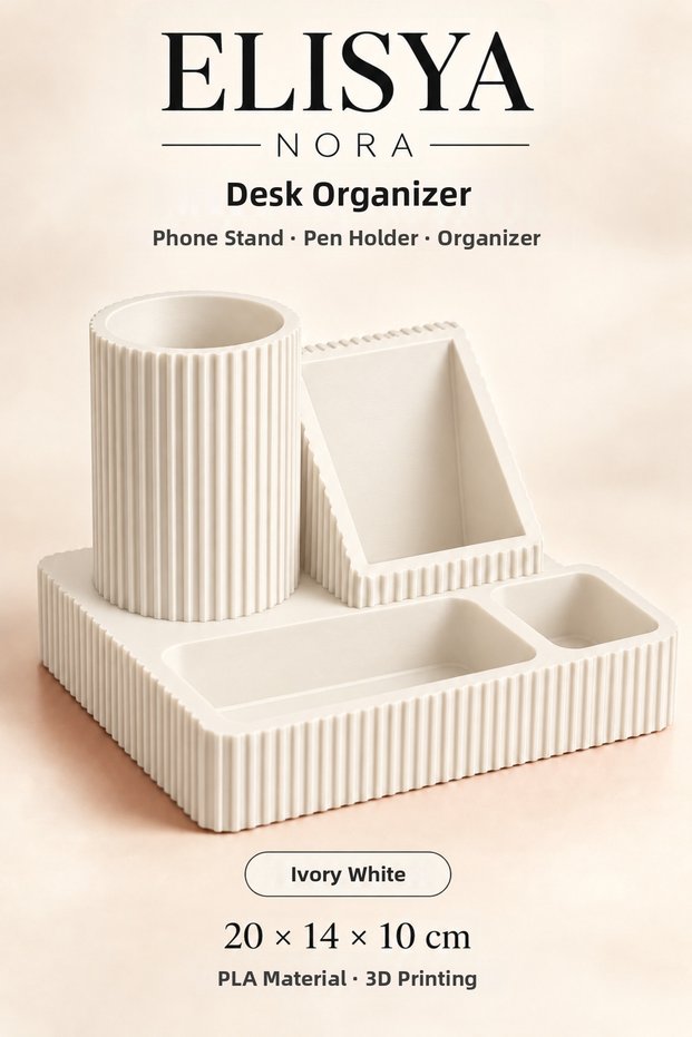 Desk Organizer with Phone Stand, Pen Holder and Multiple Compartments 20 × 14 × 10 cm