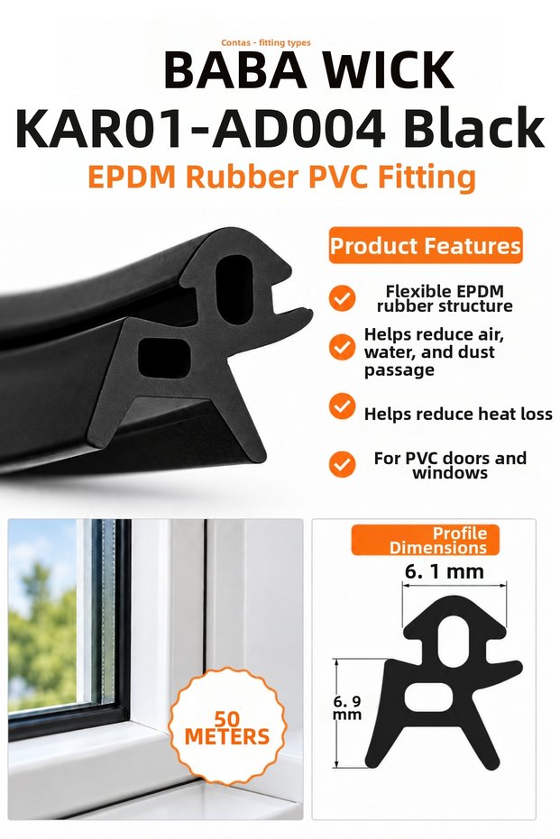 Epdm Rubber Black Oil-Resistant Retrofit Gasket Kar-01 Ado-04 Long-Life Door Window Seal 50 Meters