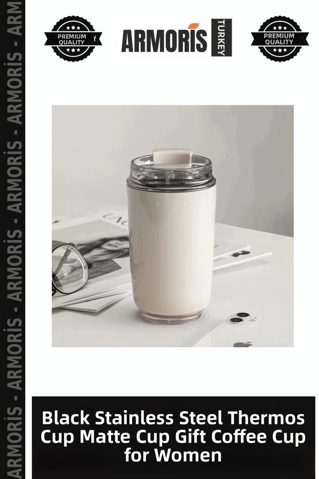 Black Steel Thermos Cup Matte Mug Gift for Woman Coffee Cup