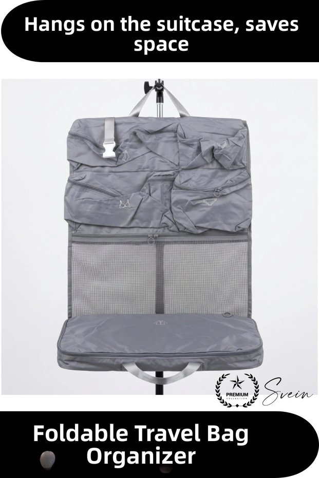 # Valizorganizer Travel Bag Foldable Hanger Space-Saving Organizer Multi-Compartment Vacation Suitcase Organizer Hangable in Closet Water-Repellent with Mesh Pockets Cabin Size Compatible Clothing Garment Carry Set